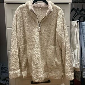 cream colored sherpa sweatshirt